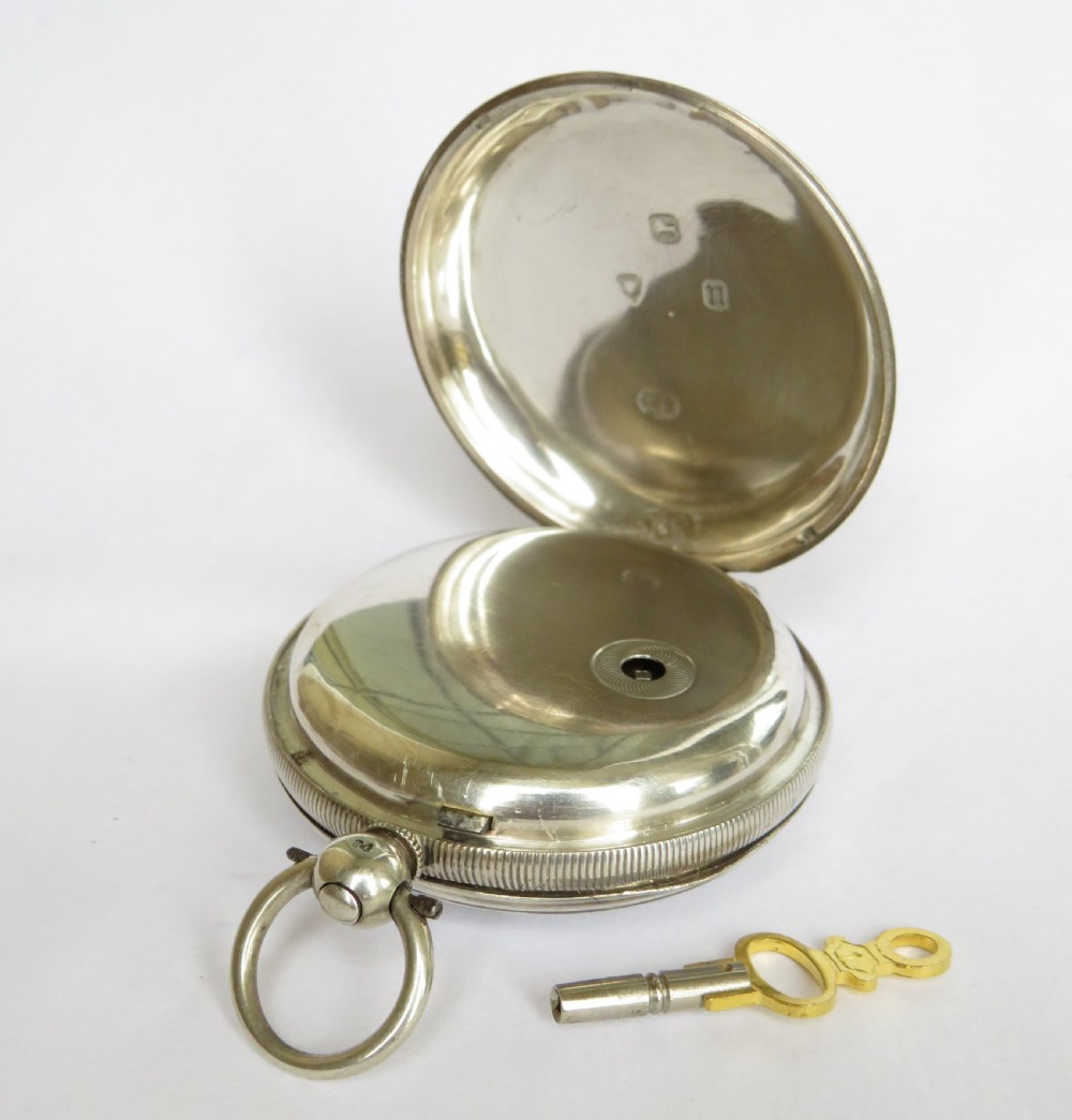 Antique silver fusee pocket watch, 1868 View IV