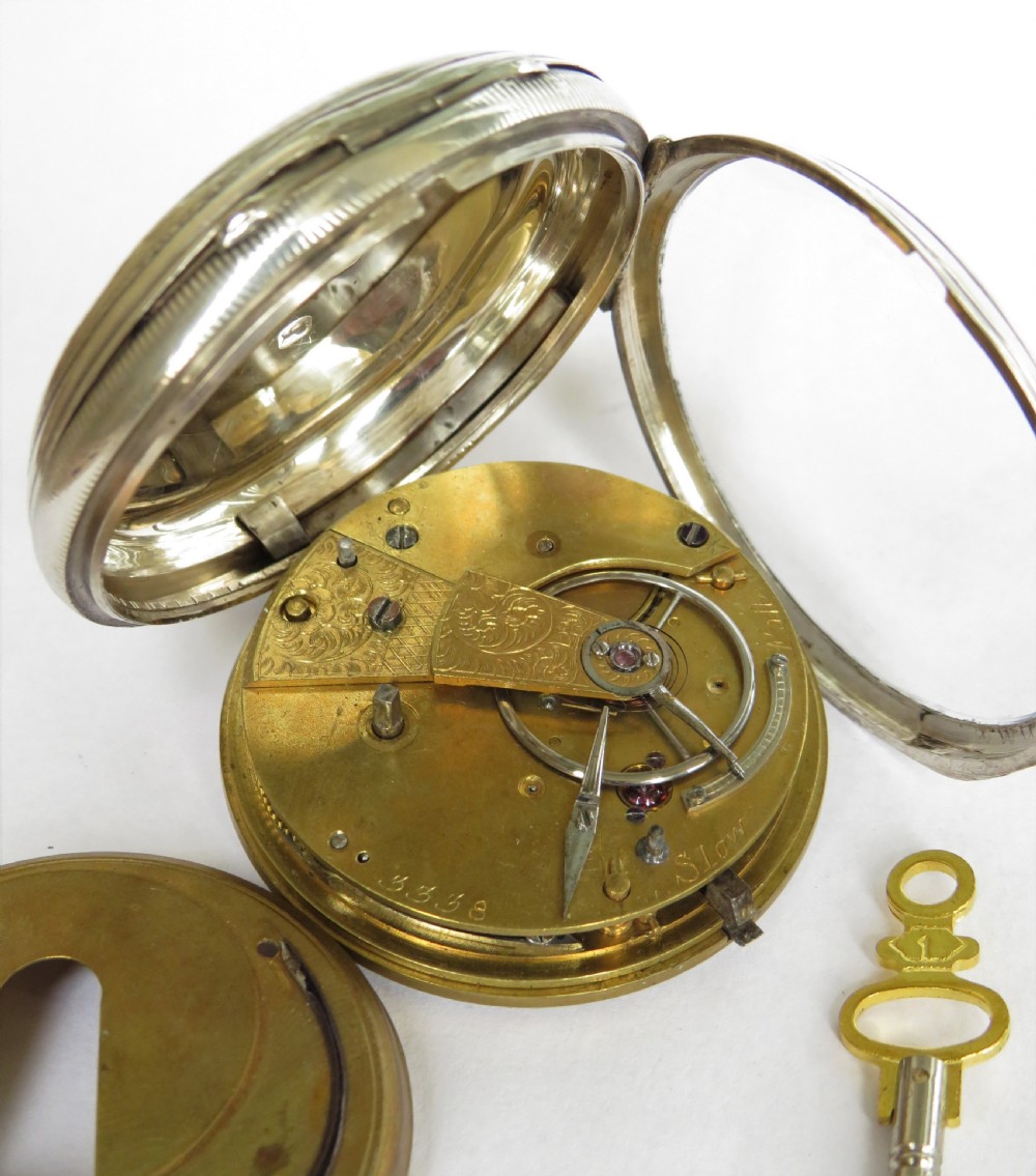 Antique silver fusee pocket watch, 1868 View V