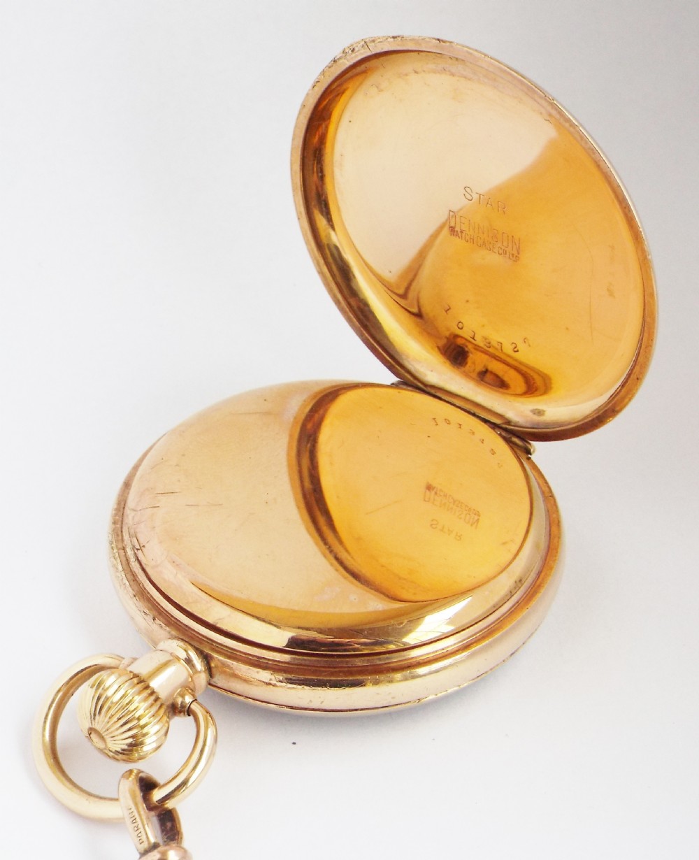 Antique stem winding Waltham pocket watch & chain. View III