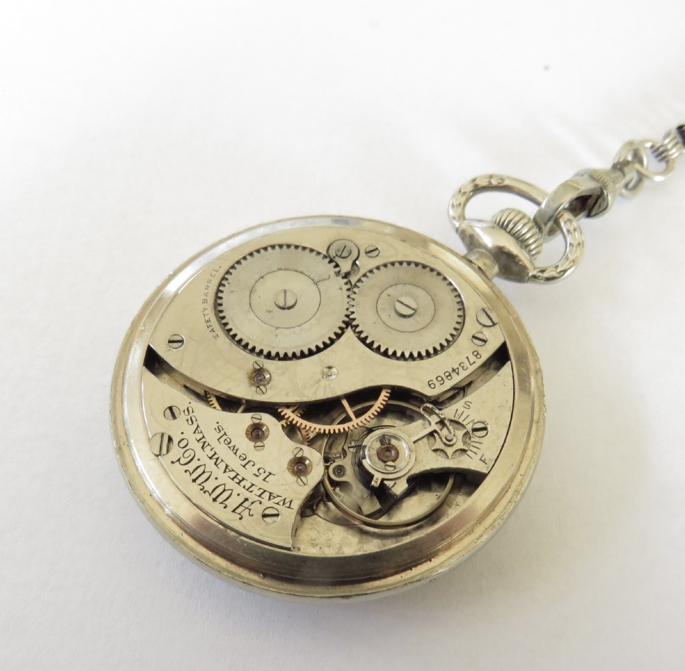 Antique Waltham pocket watch and albertina View IV