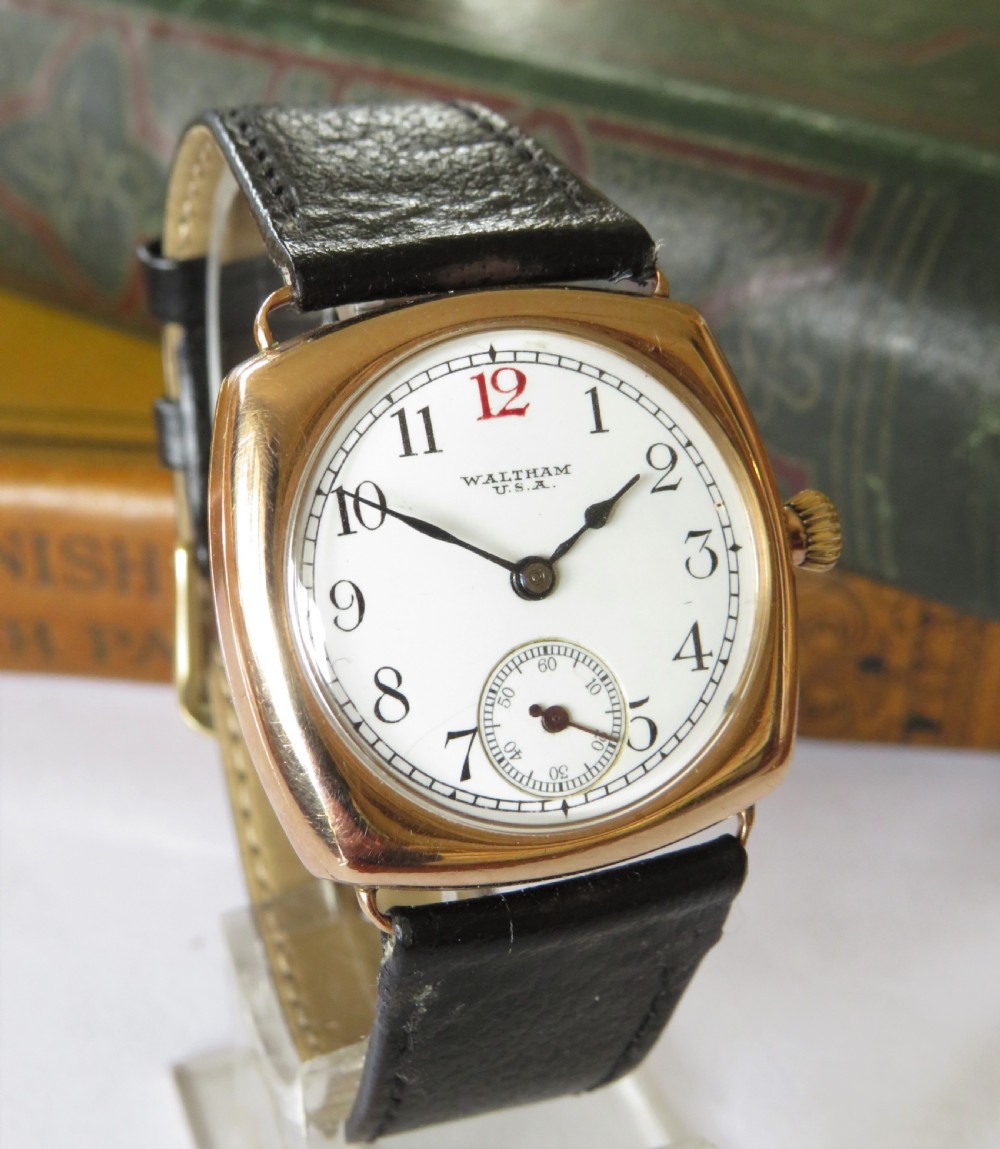 Antique Waltham 9ct gold gents wrist watch
