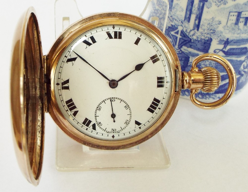 Antique 1920s Swiss full hunter pocket watch.