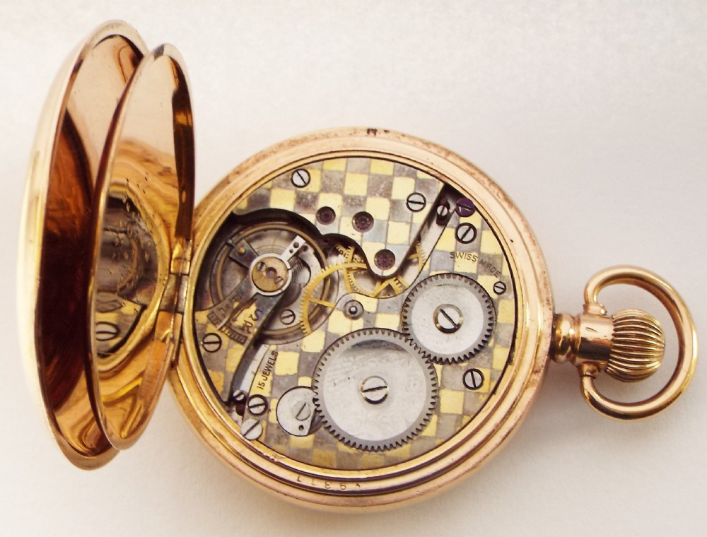 Antique 1920s Swiss full hunter pocket watch. View VI