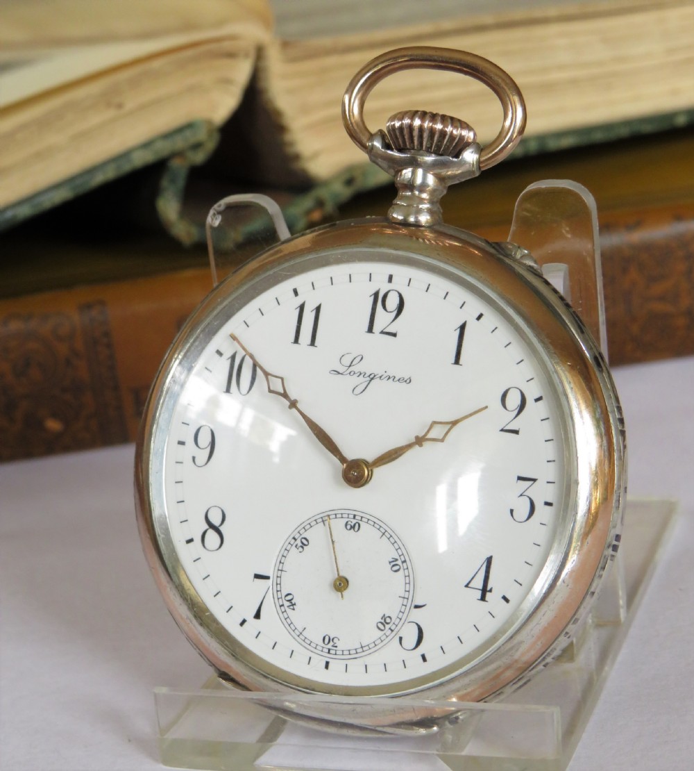 Antique Longines niello cased pocket watch