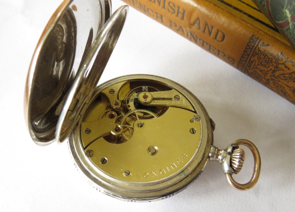 Antique Longines niello cased pocket watch View III