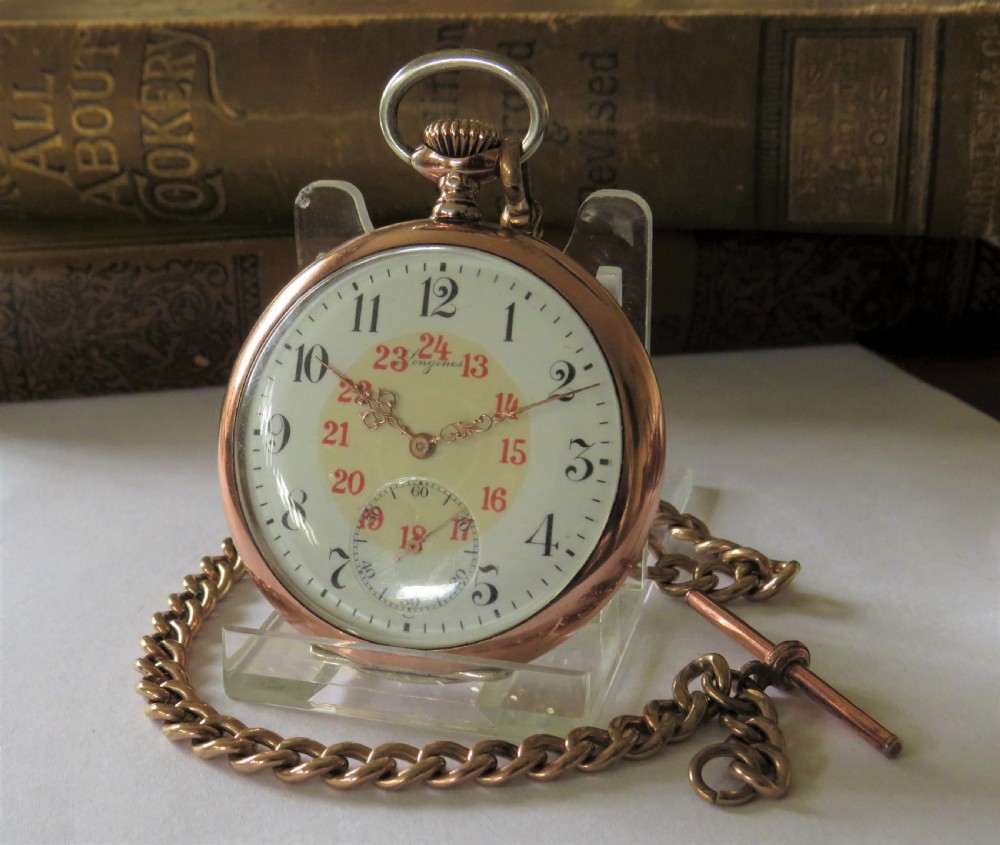Antique silver Longines pocket watch and chain View II