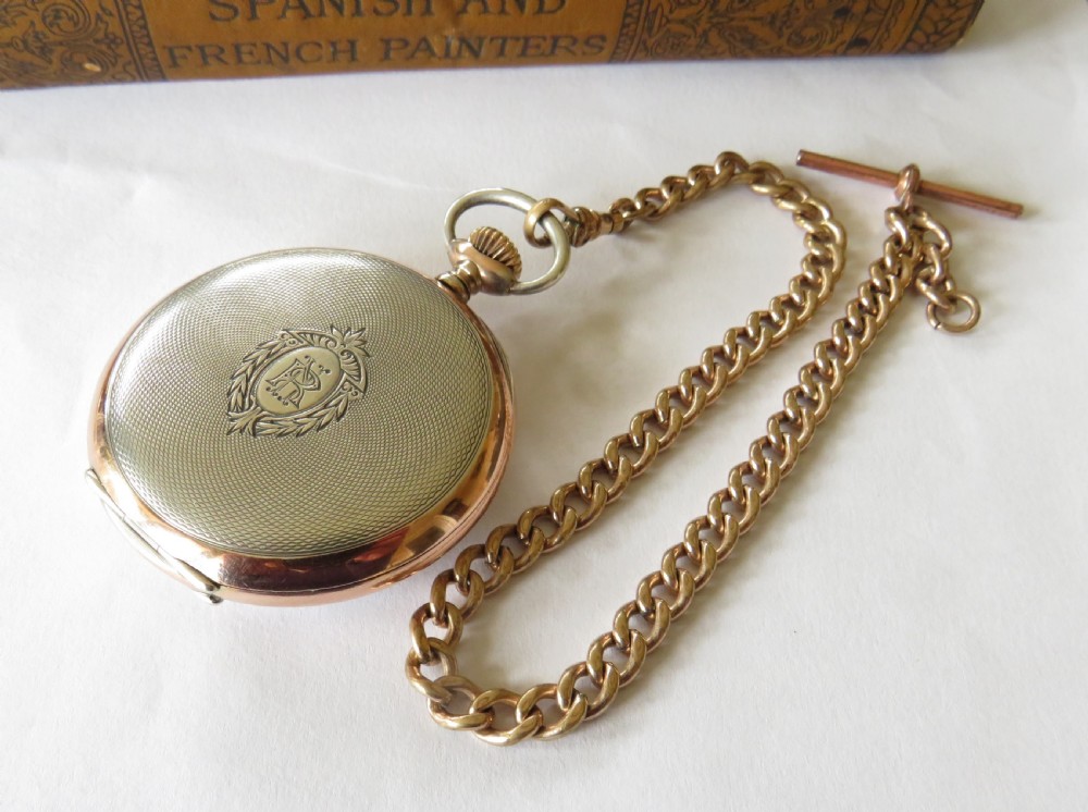 Antique silver Longines pocket watch and chain View V