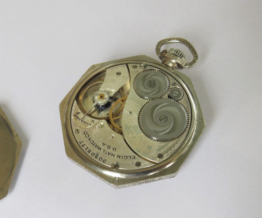 White gold filled Elgin pocket watch, 1928 View II