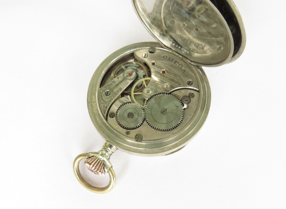 Antique Omega steam train pocket watch, c1912 View V