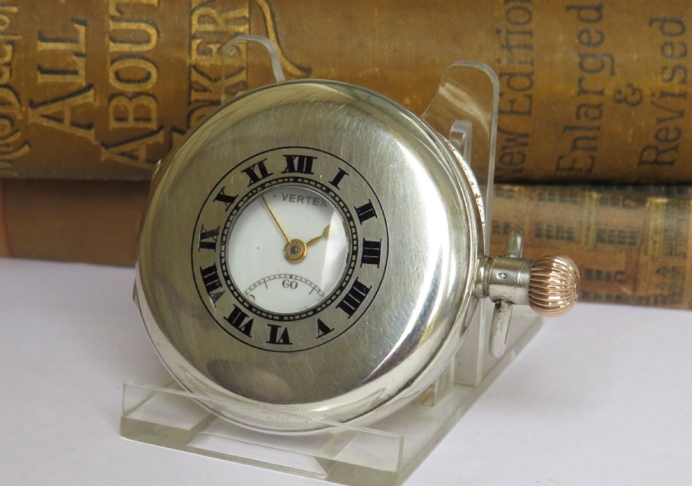 Antique silver Vertex half hunter pocket watch View II