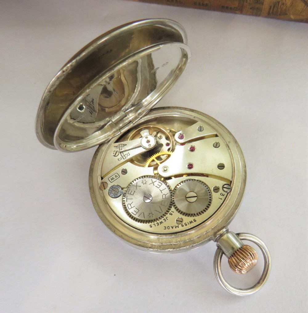 Antique silver Vertex half hunter pocket watch View V