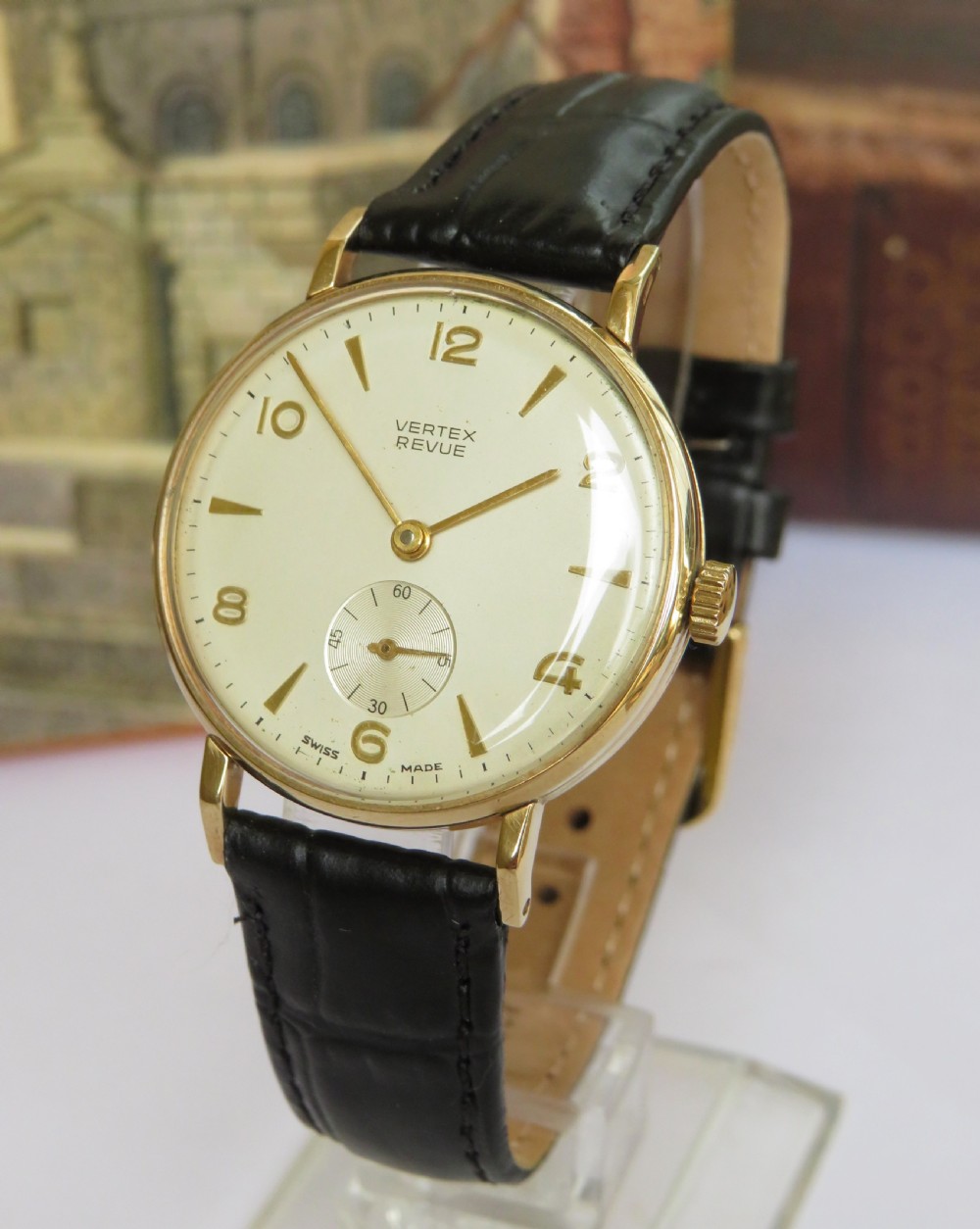 Gents 9ct gold Vertex Revue wrist watch, 1965