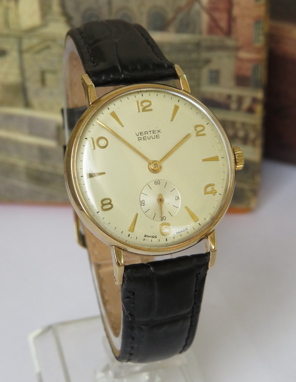 Gents 9ct gold Vertex Revue wrist watch, 1965 View II