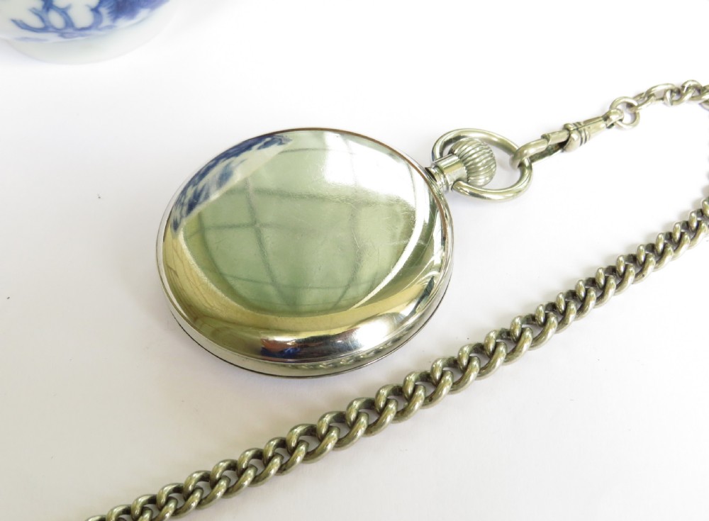 Late 1930s Omega pocket watch and chain View III