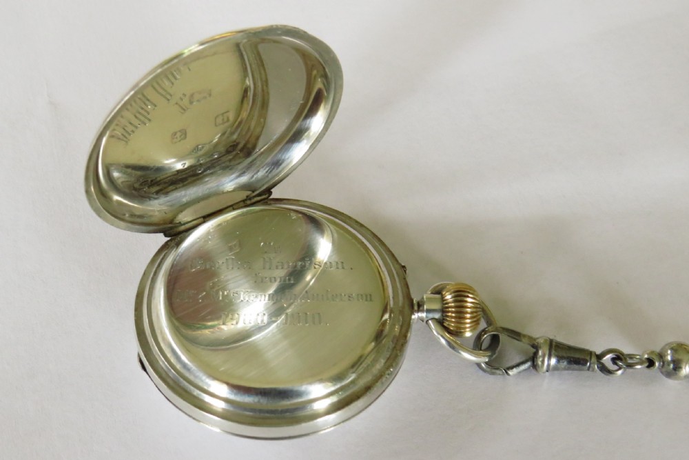 Ladies silver half hunter fob watch, Mappin & Webb View IV