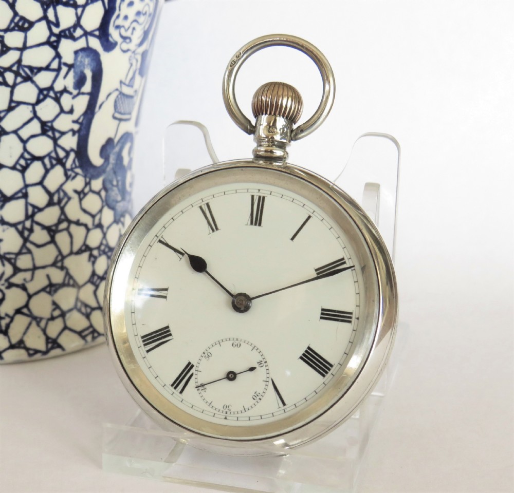 Antique English silver pocket watch, 1906