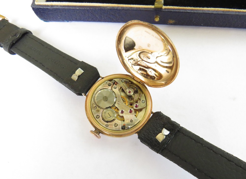 Boxed 9ct gold wrist watch from J W Benson, 1935 View IV