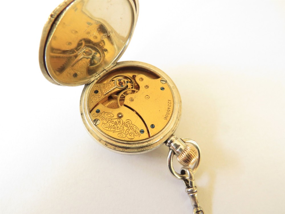 Antique Waltham Seaside fob watch and albertina View III