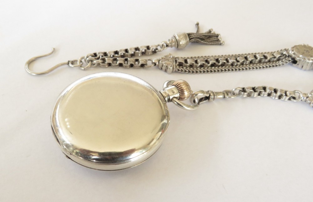 Antique Waltham Seaside fob watch and albertina View V