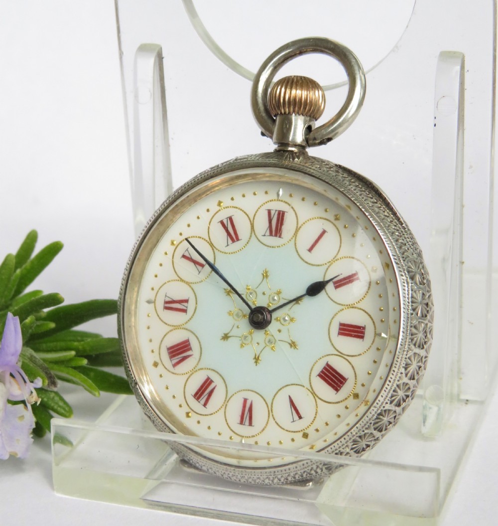 Antique Omega ladies silver fob watch