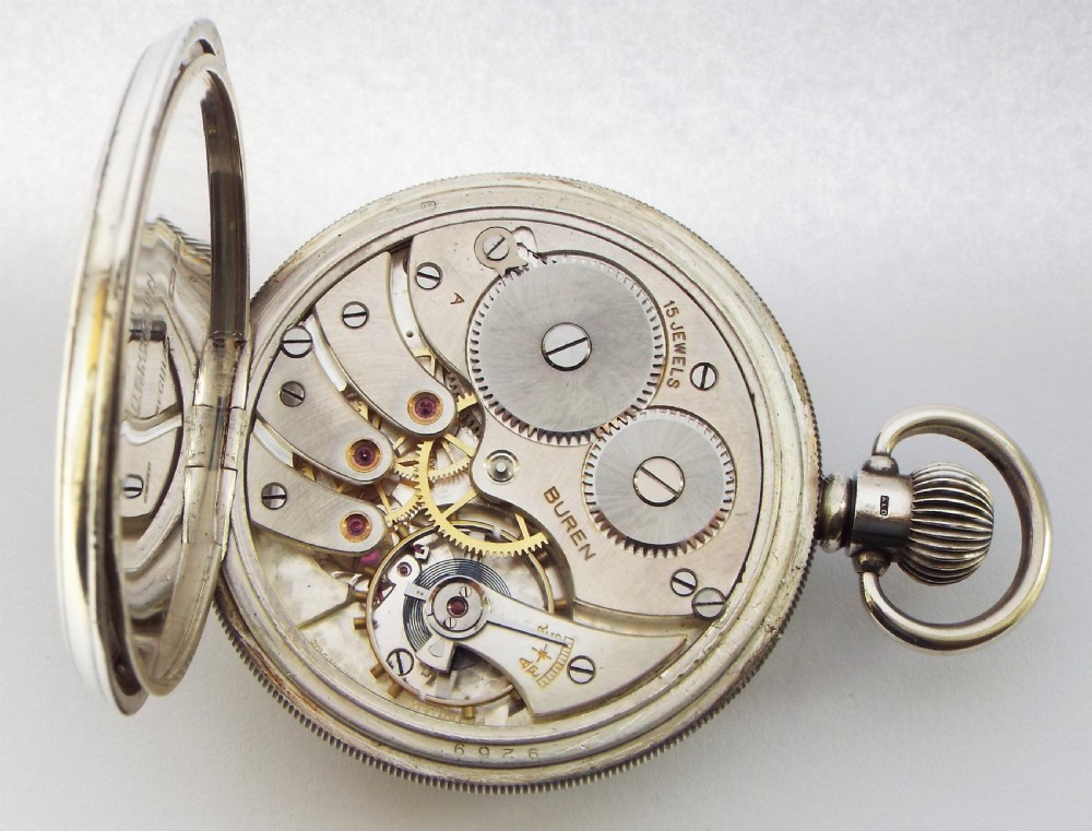 A 1920s silver Buren pocket watch. View V