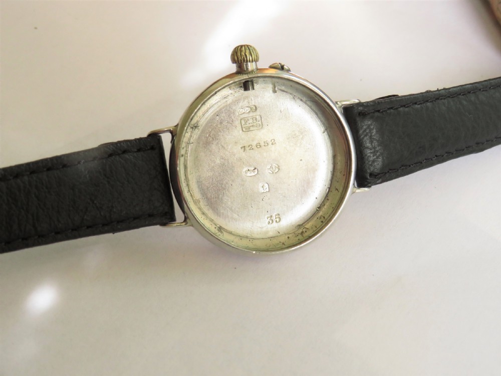 Gents 1914 silver Electa trench watch View VI