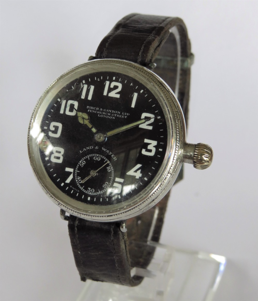 Antique silver Zenith Land & Water trench watch