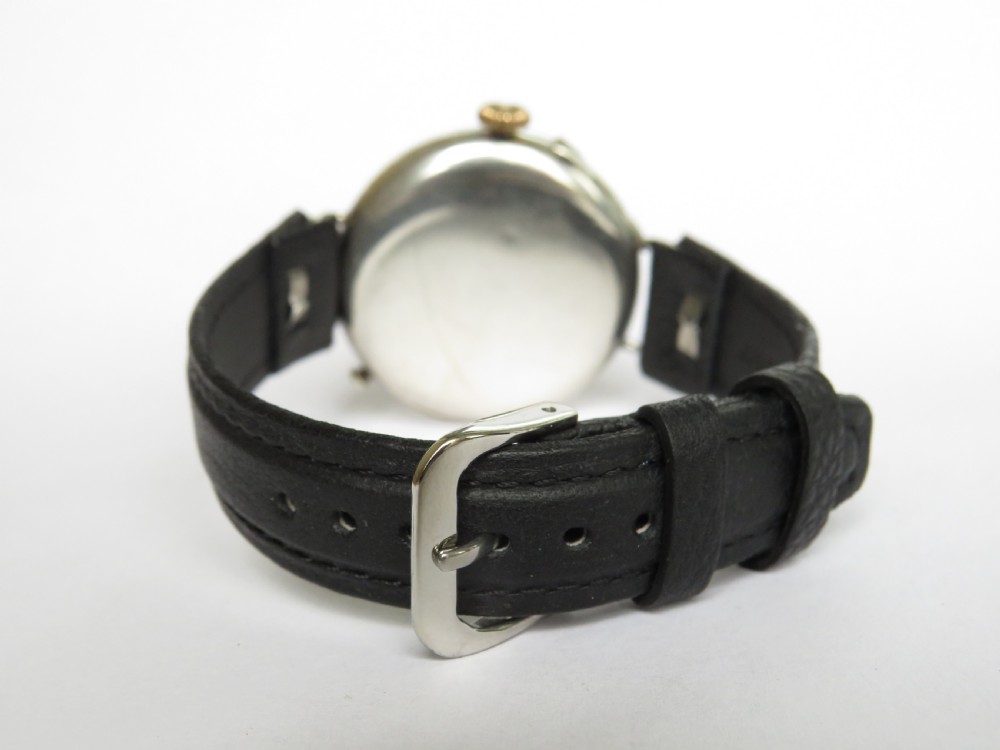 Antique silver full hunter wrist watch, 1916 View V