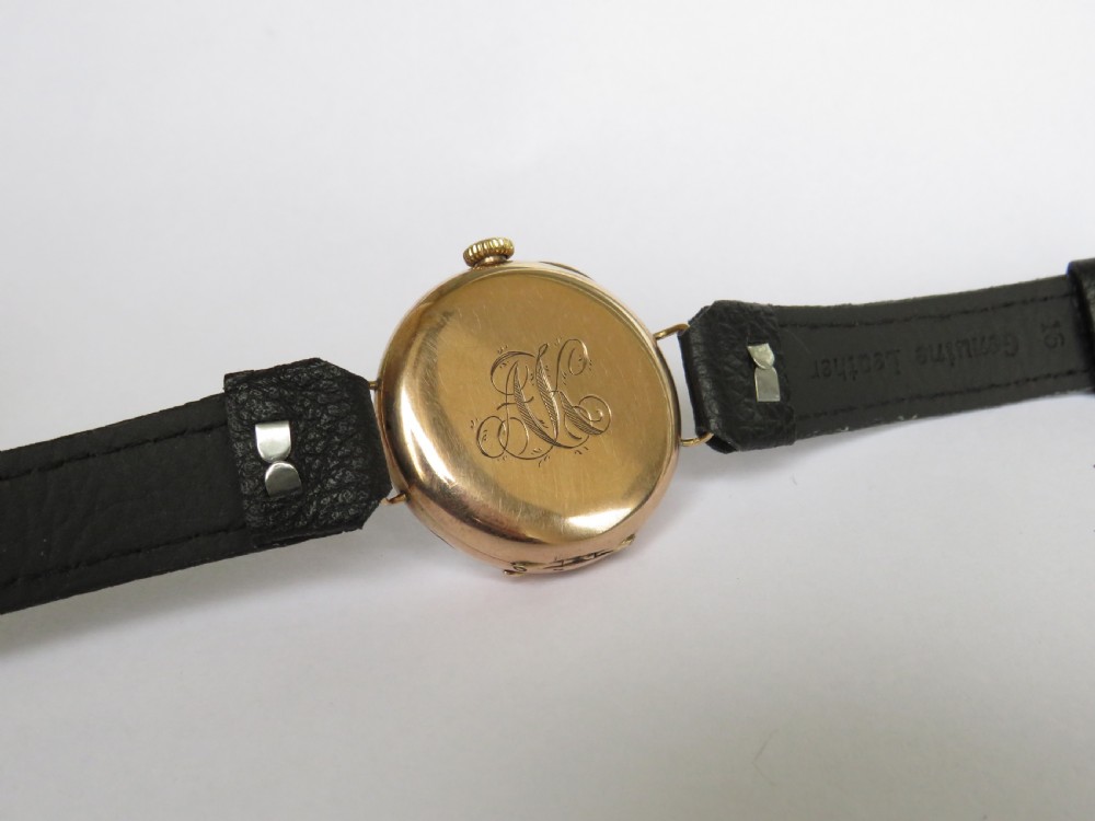 Gents 9ct gold trench watch, 1919 View IV