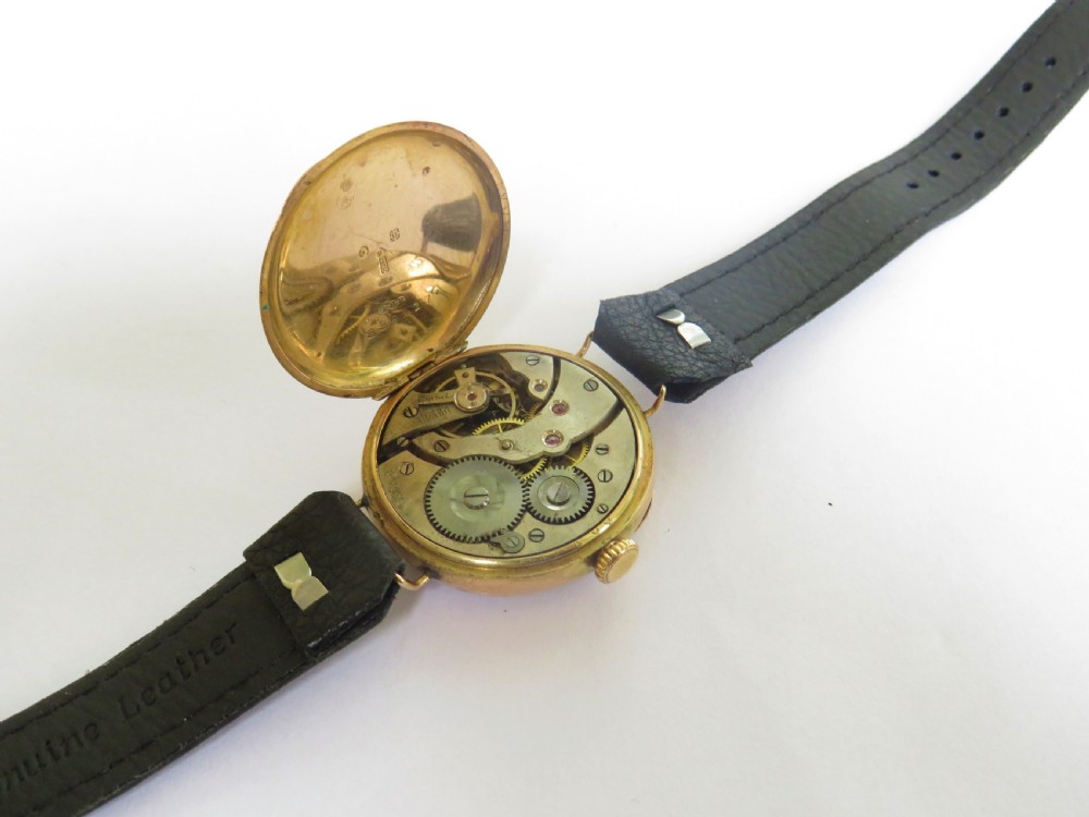 Gents 9ct gold trench watch, 1919 View V