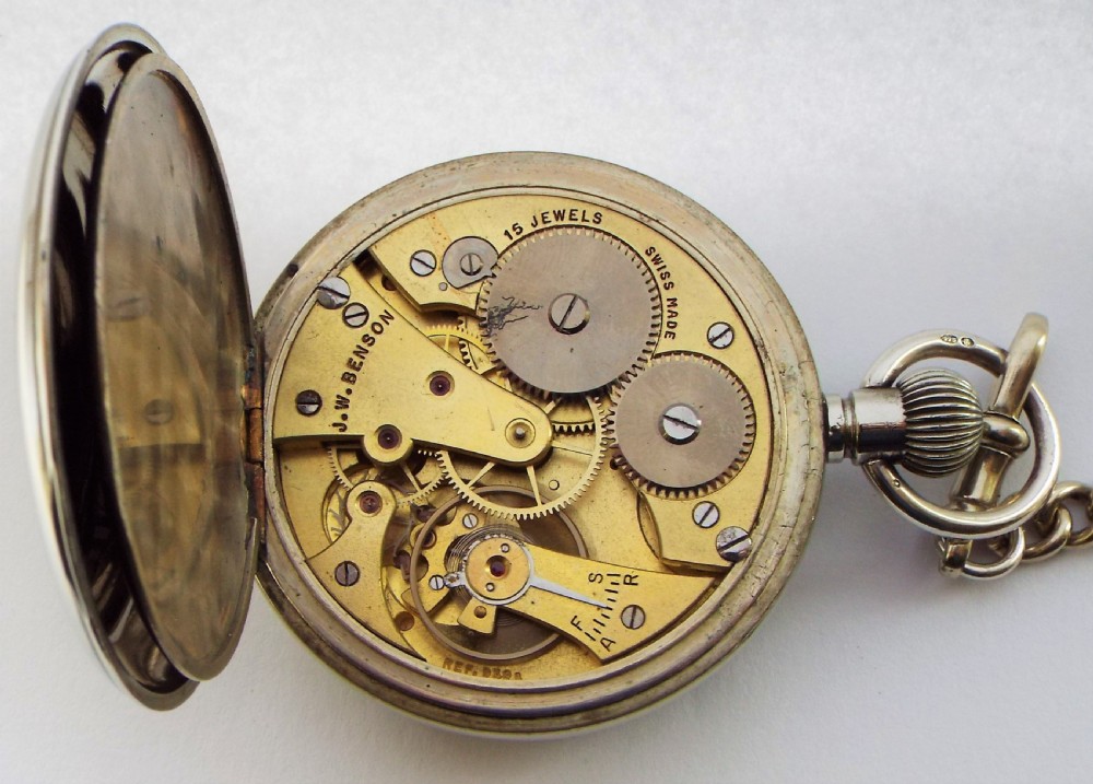 A 1930s Cyma pocket watch & albert for J W Benson. View III