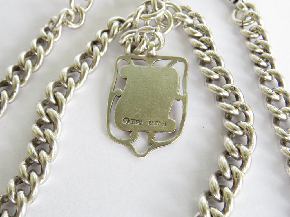 1920s sterling silver double albert and fob View III
