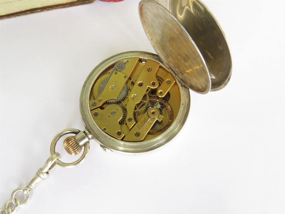 Antique silver pocket watch retailed by J W Benson View II