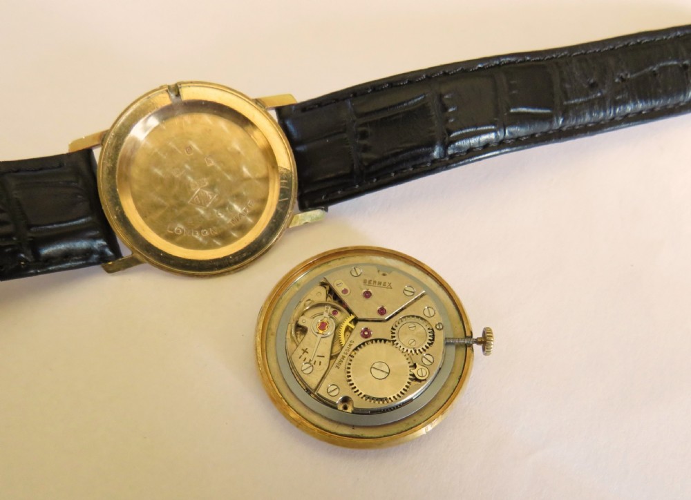 Gents 9ct gold Bernex wrist watch, 1965 View III