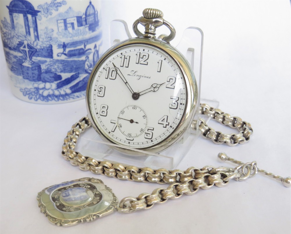 Antique Longines pocket watch and chain