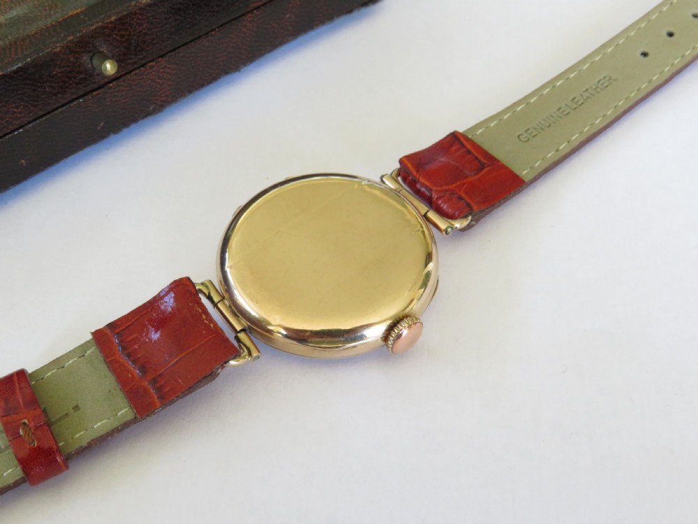 Gents antique 9ct gold Mobilia wrist watch View VI