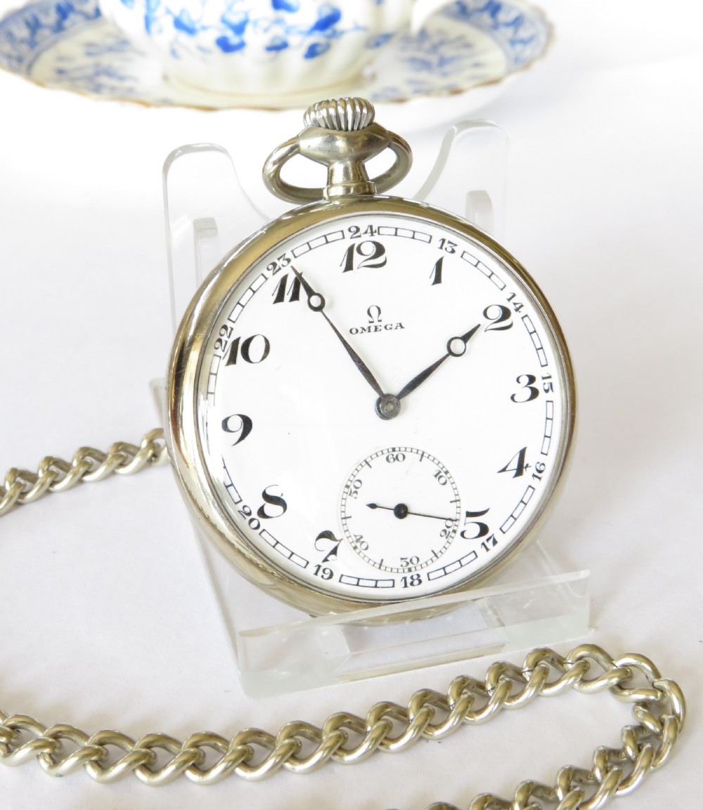1920s Omega pocket watch and chain View II