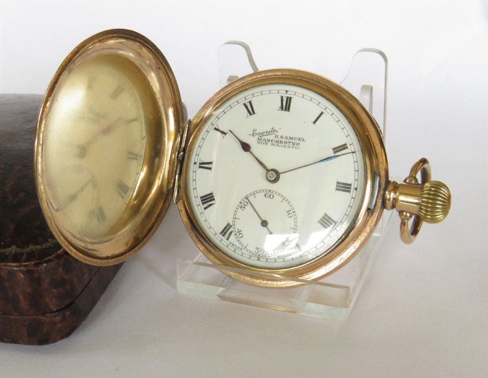 A boxed “Everite” full hunter pocket watch from H Samuel.