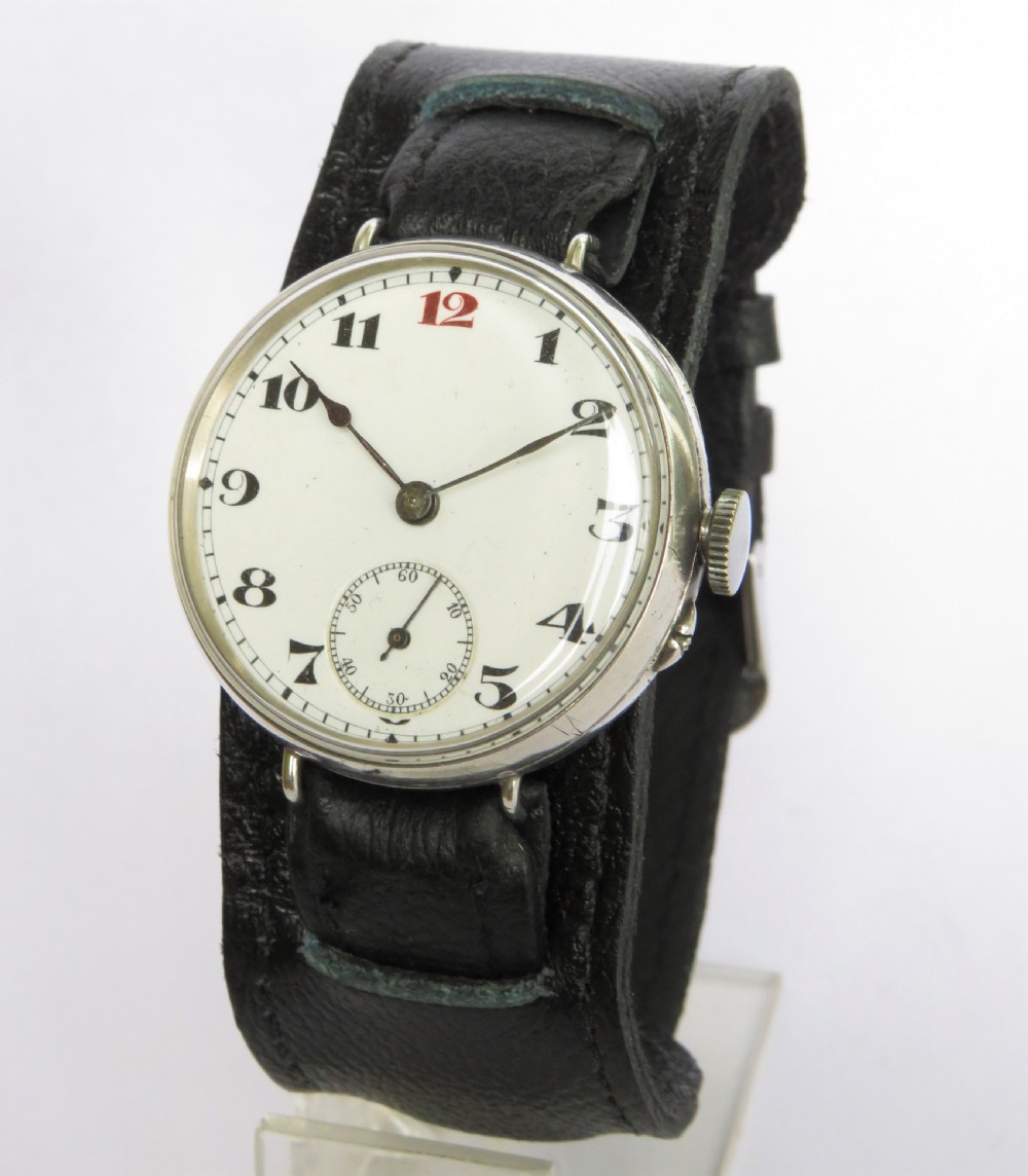 Gents silver trench watch, c1910s