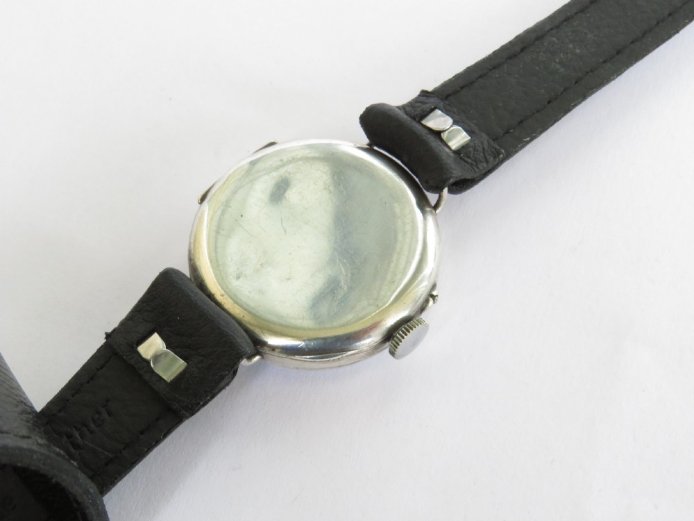 Gents silver trench watch, c1910s View V
