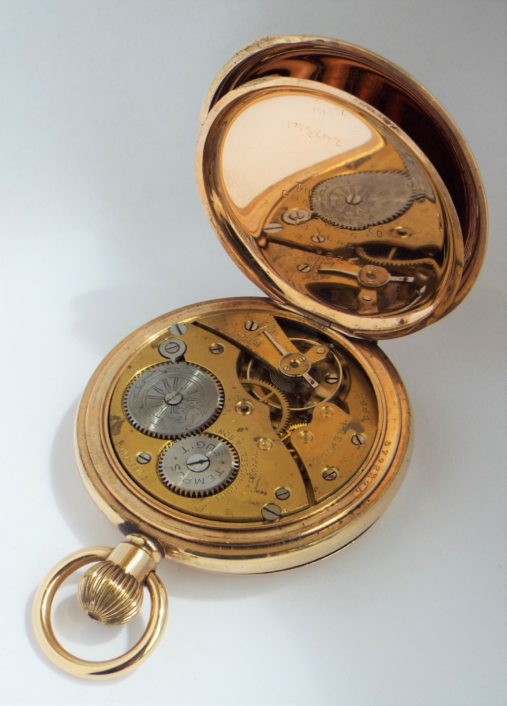 A 1930s Thomas Russell Premier full hunter pocket watch. View V