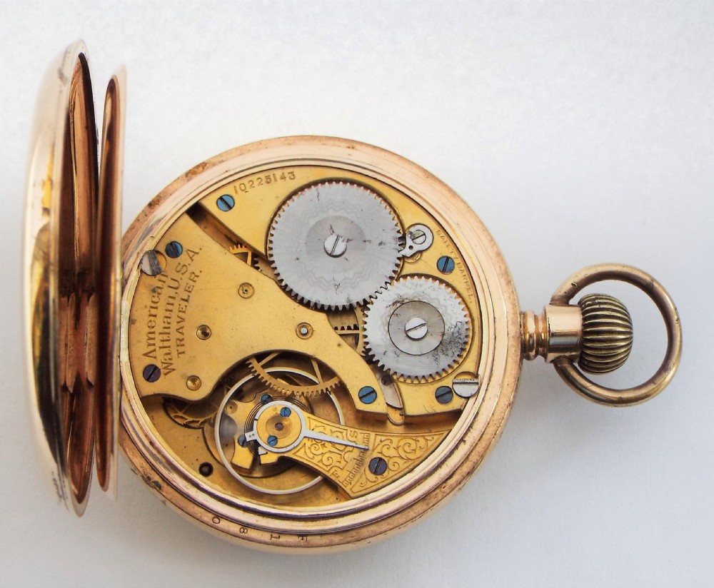 Antique Waltham Traveler pocket watch, 1901. View V