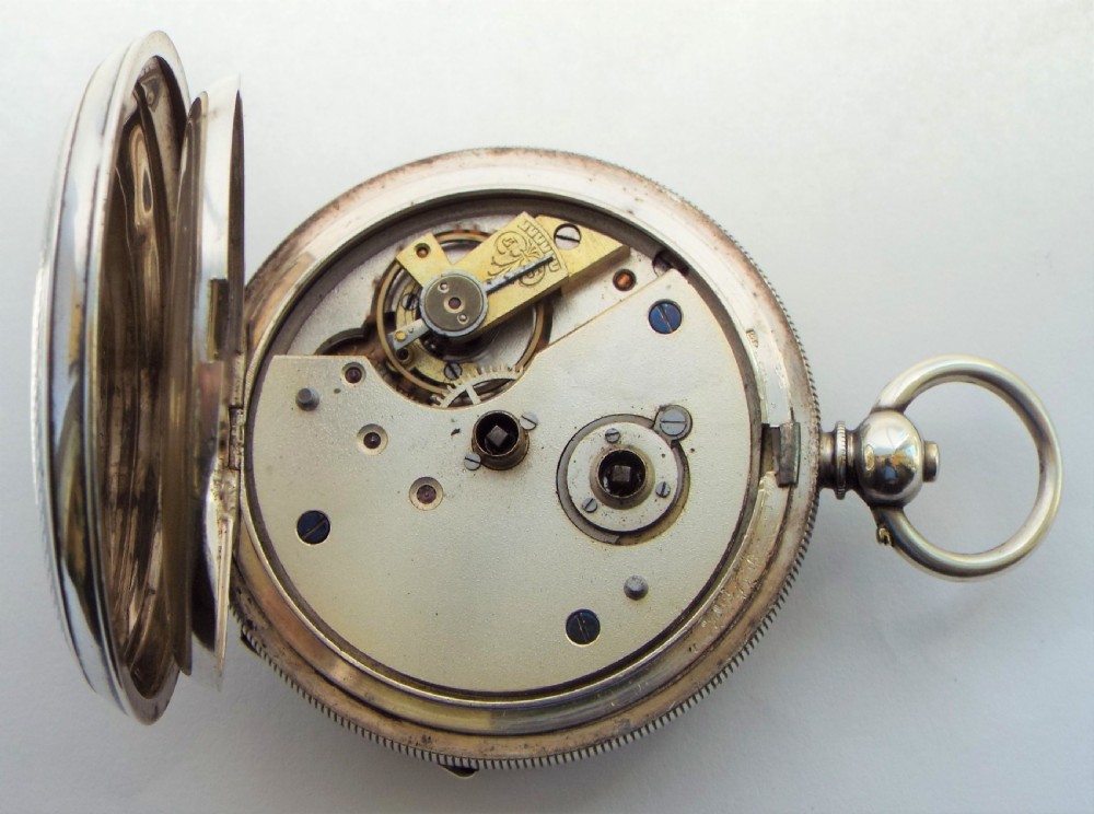 An antique silver Buren pocket watch, circa 1910s. View VI