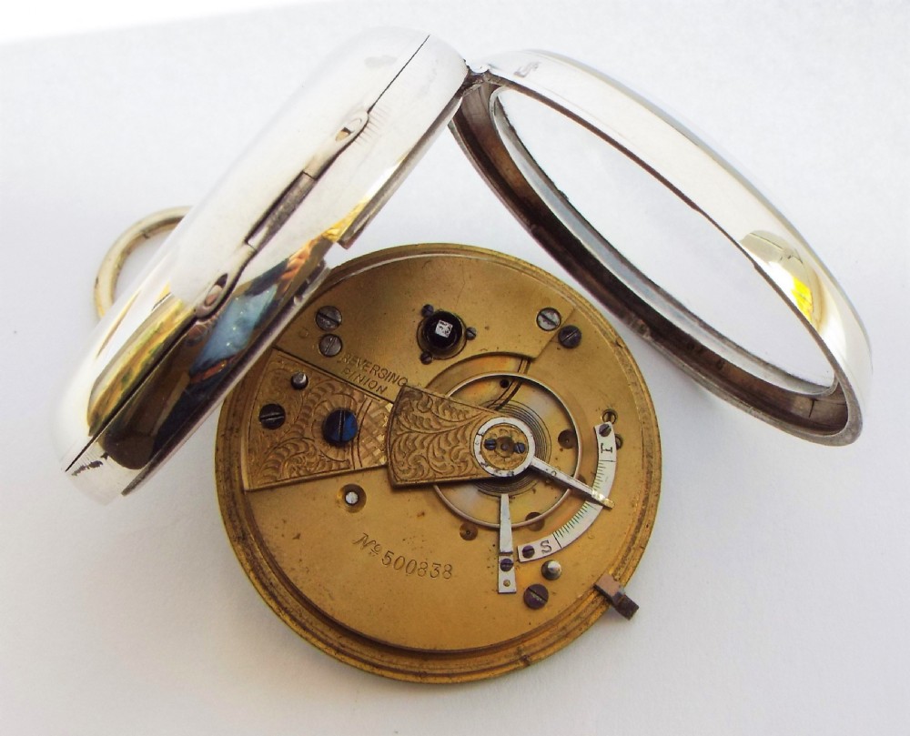 Antique silver Lancashire Watch Company pocket watch. View V