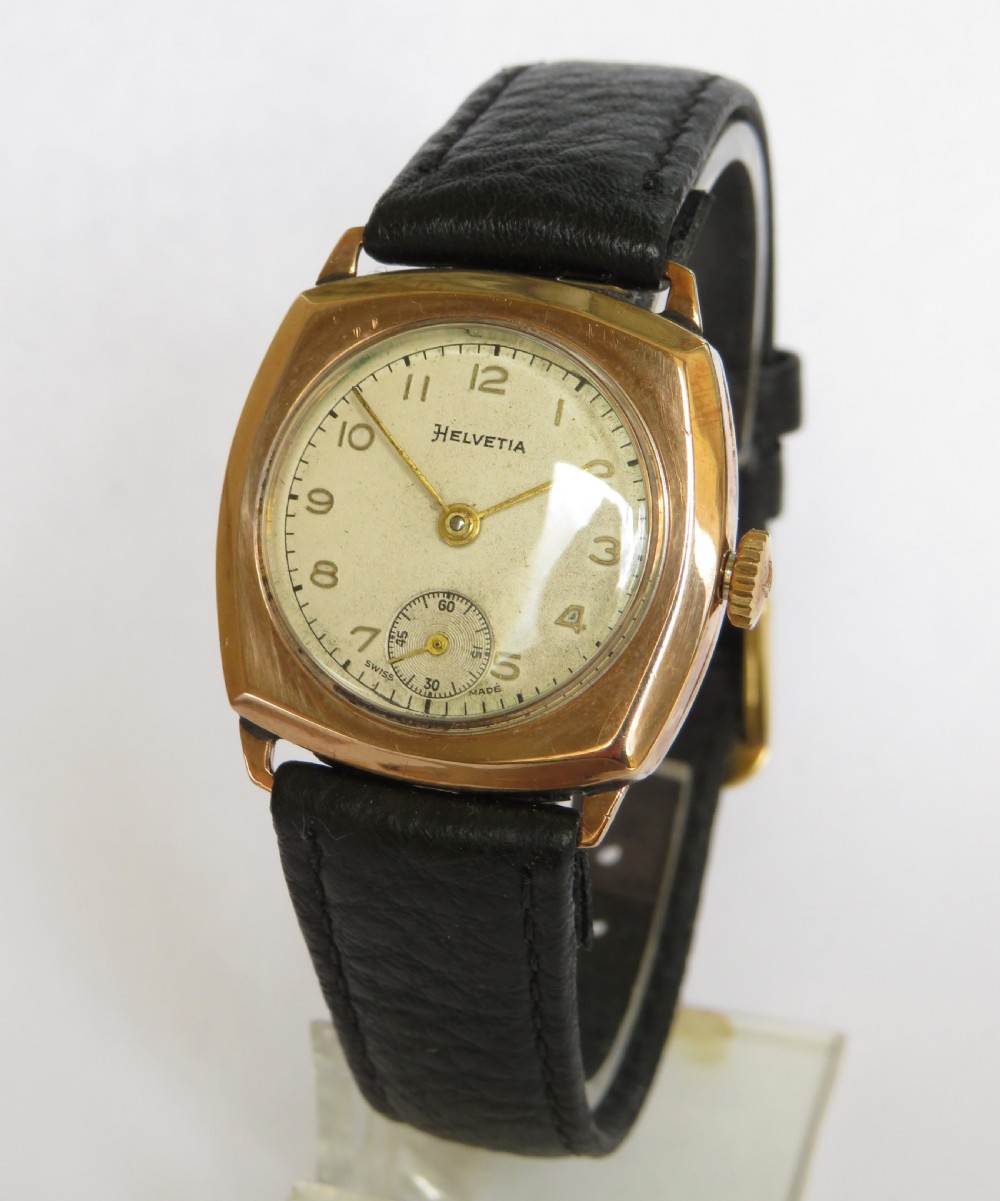Mid-size Helvetia 9ct rose gold wrist watch, 1943