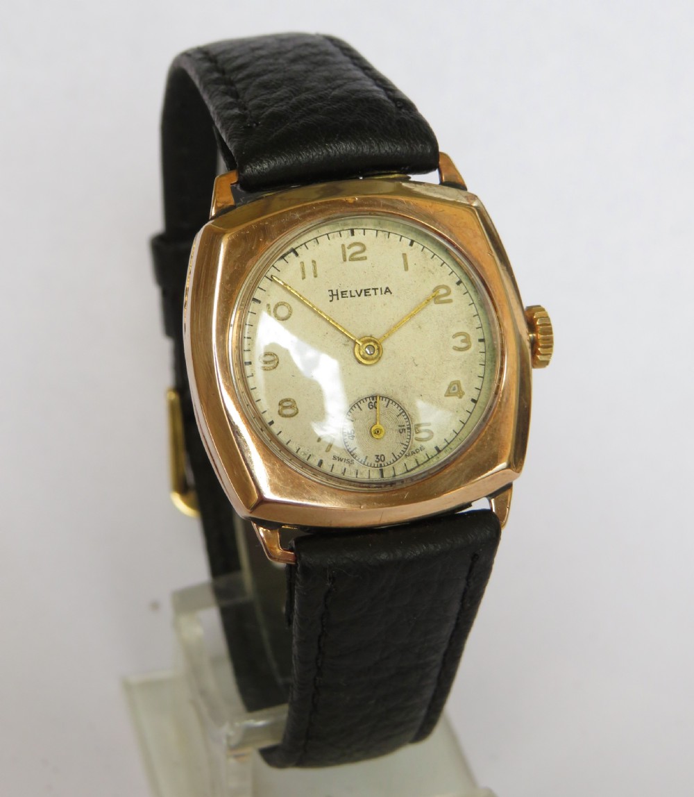 Mid-size Helvetia 9ct rose gold wrist watch, 1943 View II