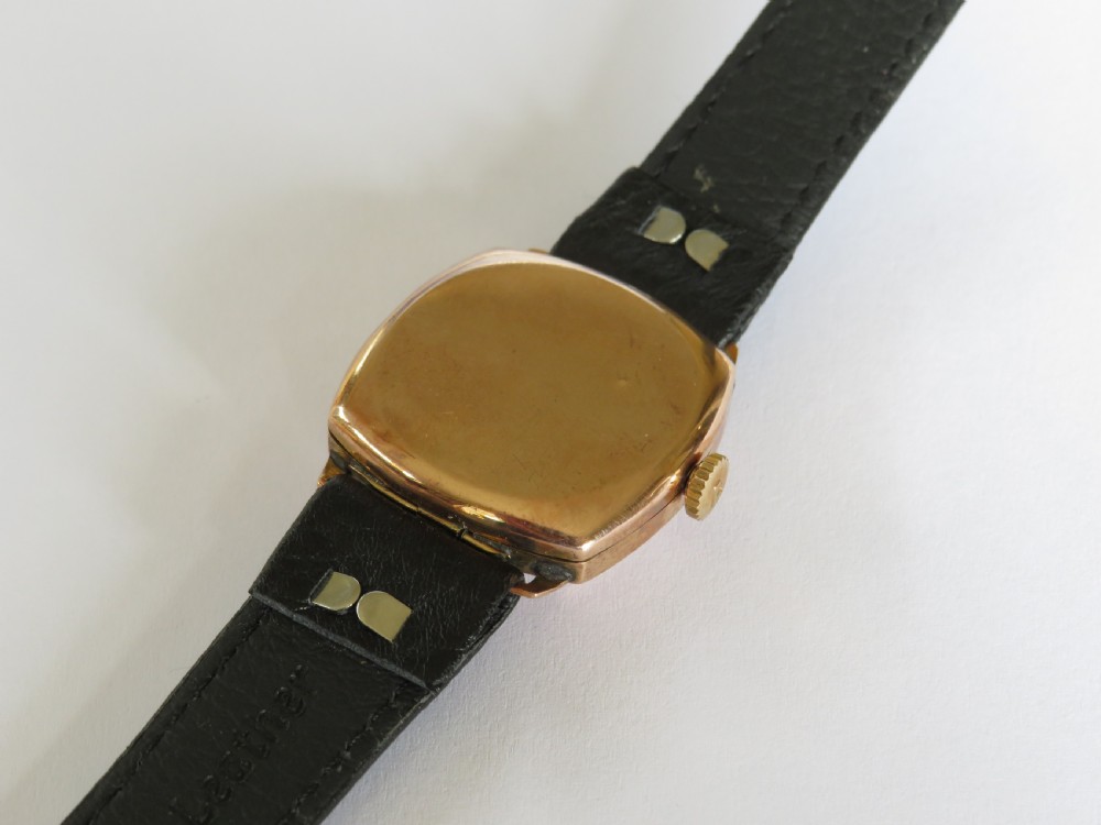 Mid-size Helvetia 9ct rose gold wrist watch, 1943 View V