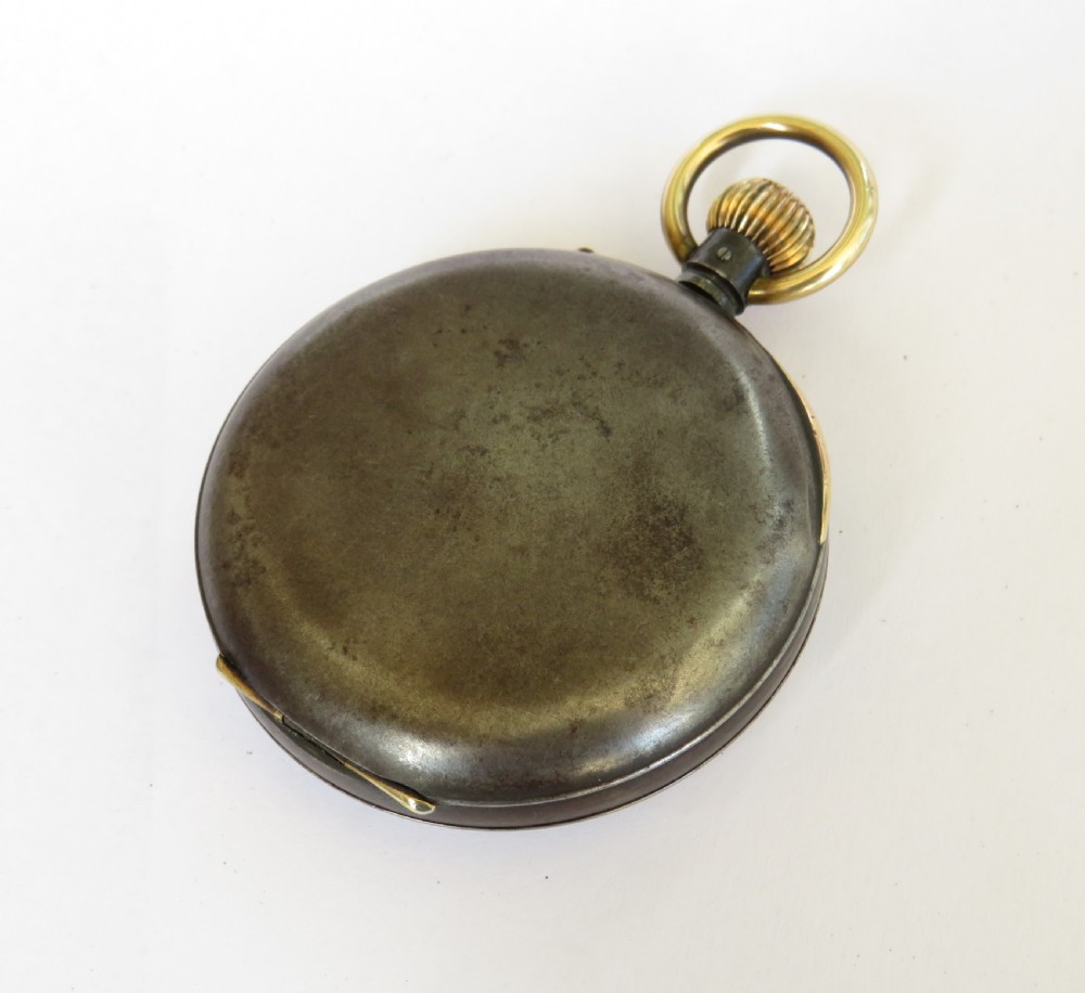 Antique gun metal chrono pocket watch by Edouard  Heuer View IV