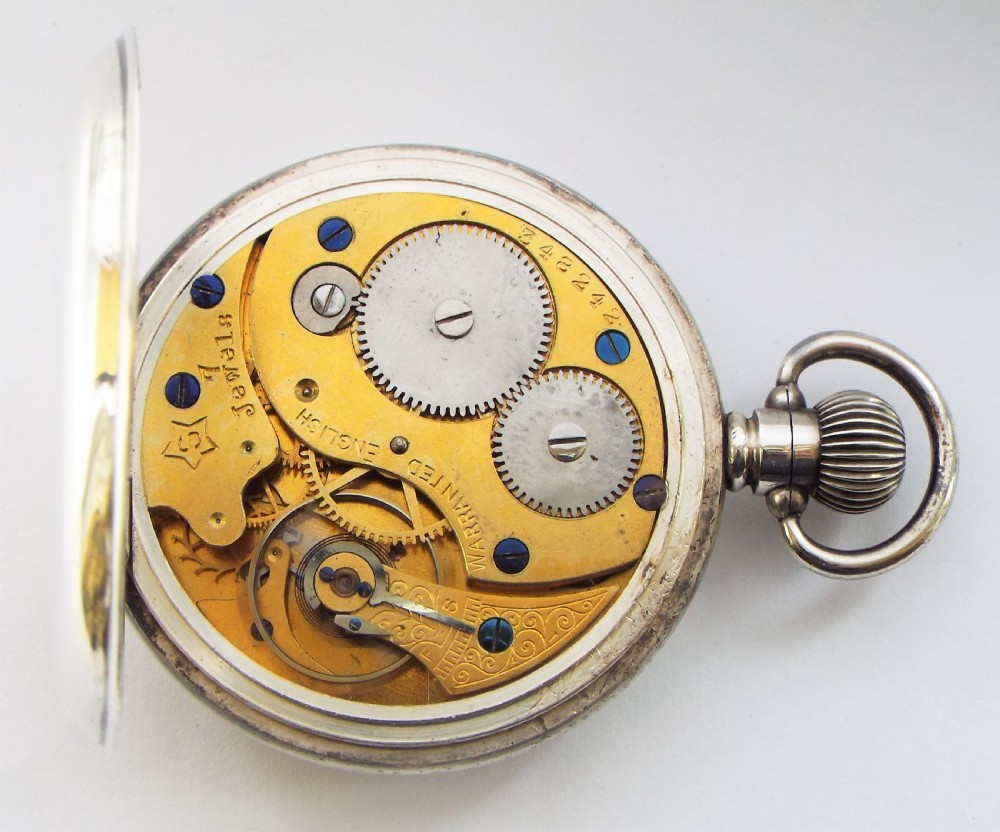 Antique 1920s silver H Samuel pocket watch. View V