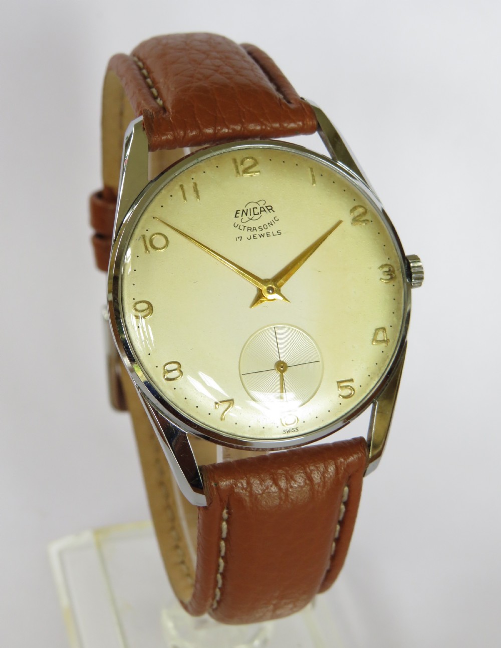 Gents large 1950s Enicar Ultrasonic wrist watch View II